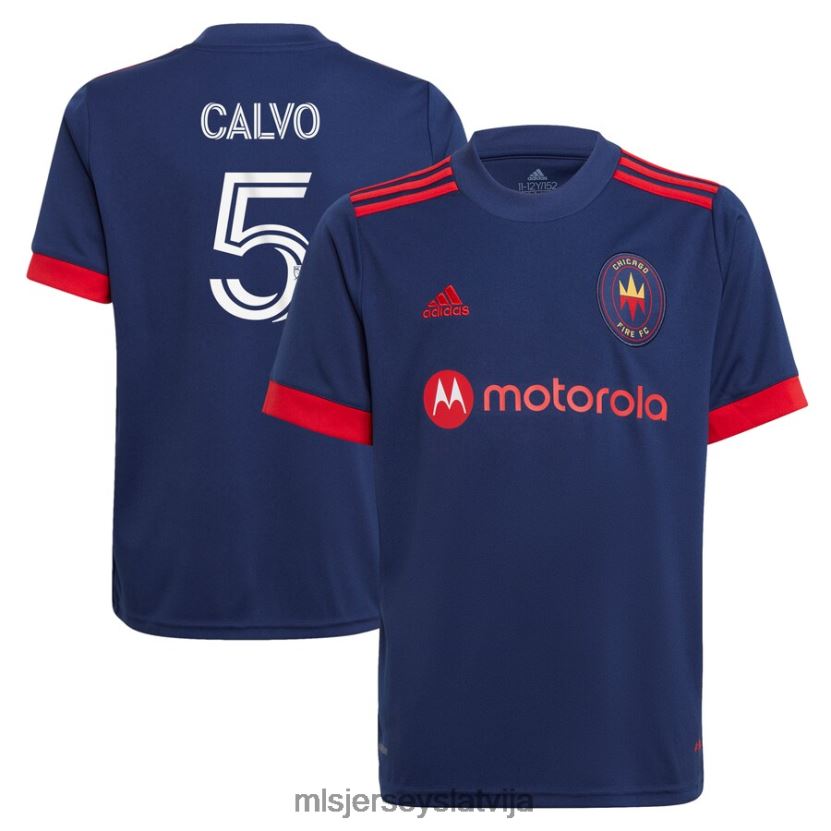 MLS Jerseys Čikāgas ugunsgrēks Francisco Calvo Adidas Navy 2021. gada primārā replika spēlētāja krekls bērni krekls T02Z0R1422