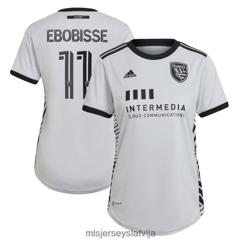 MLS Jerseys sanjose zemestrīces Džeremijs Ebobisse Adidas Grey 2022. gada radītāja komplekta replikas atskaņotāja krekls sievietes krekls T02Z0R1358