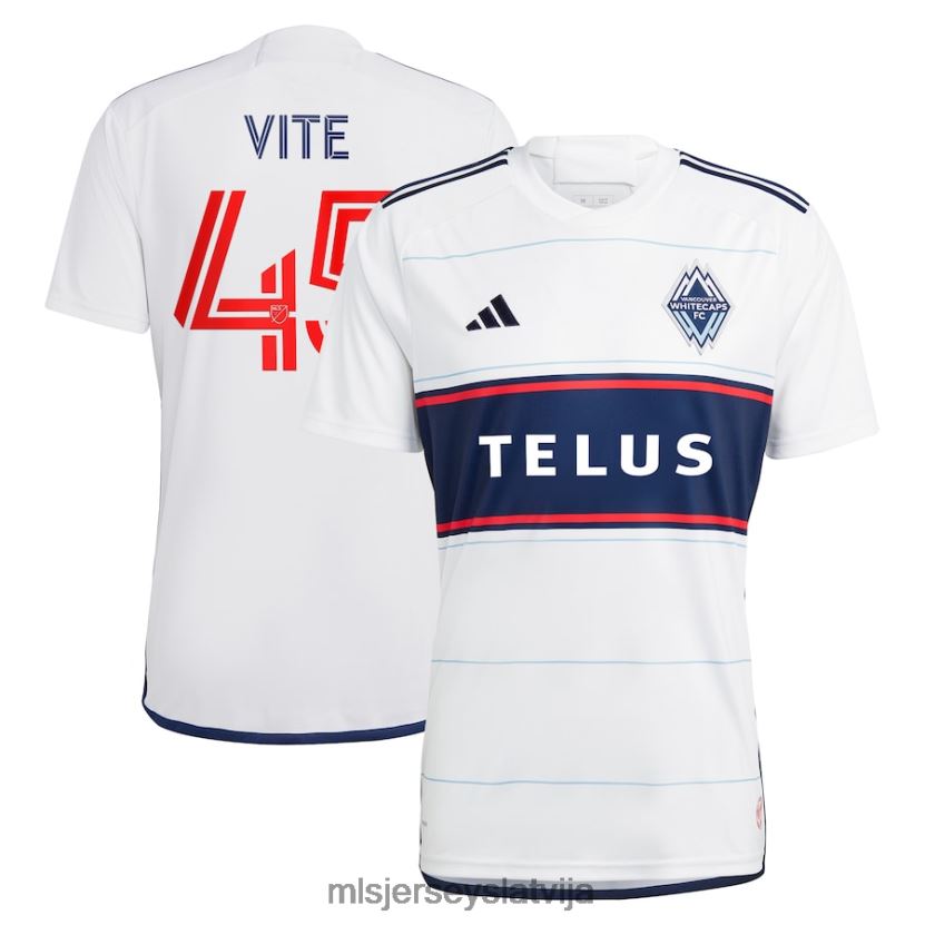 MLS Jerseys vancouver whitecaps fc pedro vite adidas white 2023 bloodlines replika spēlētāja krekls vīriešiem krekls T02Z0R862