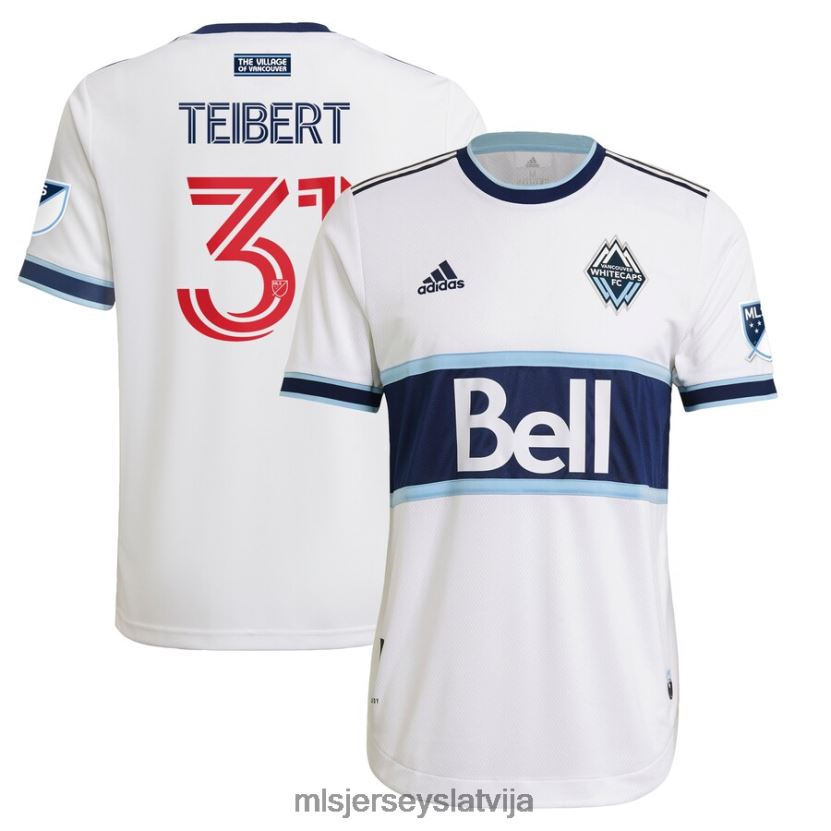 MLS Jerseys vankūveras whitecaps fc russell teibert adidas white 2021. gada primārā autentiskā spēlētāja krekls vīriešiem krekls T02Z0R1439